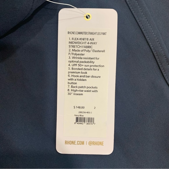 Rhône Women’s Commuter Straight Leg Pants UPF 50 in Navy Blue Size 2 NWT - Picture 6 of 10